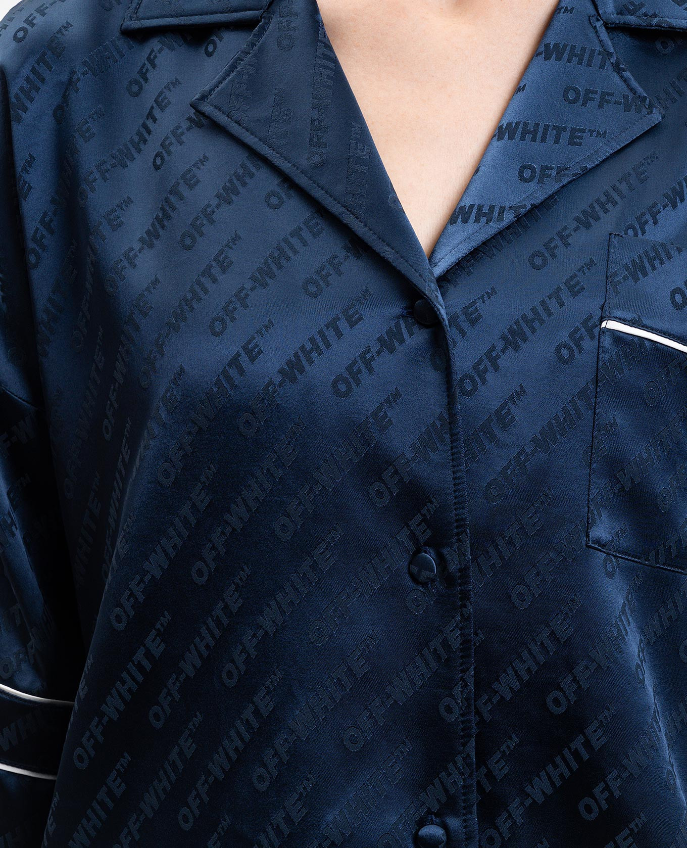 Blue pajama-style blouse with logo pattern Off-White 5
