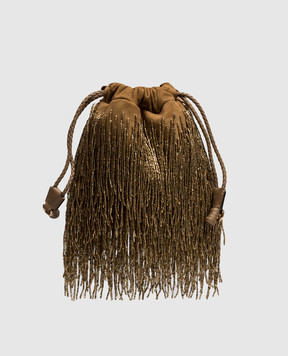 Etro Brown suede pouch bag KALISPERA with fringe WP1B0025AR11X
