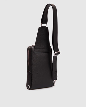 Stefano Ricci Black leather sling bag with emblem ND219GPVD