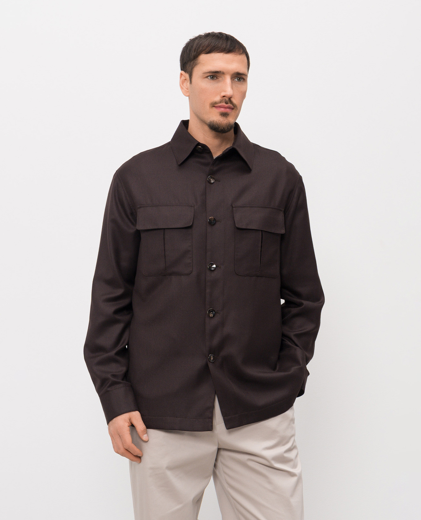 

Brown cashmere and silk shirt jacket Agnona