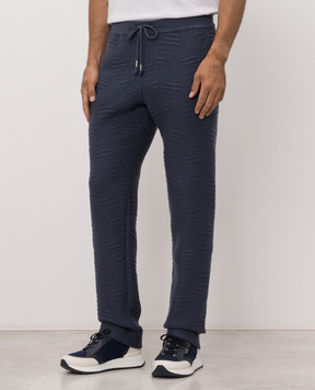 Stefano Ricci Blue cashmere sweatpants with textured pattern W505041P3DW26304