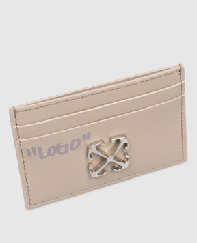 Off-White Beige leather cardholder with Arrow emblem OWND027S26LEA006