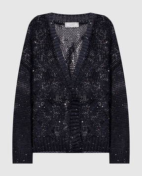 Peserico Navy blue cardigan with sequin pattern S99154F0309110