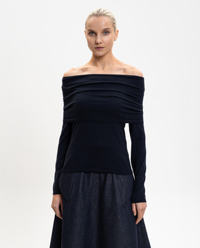 Max Mara MXMFARETRA blue cashmere sweater with open shoulders MXMFARETRA