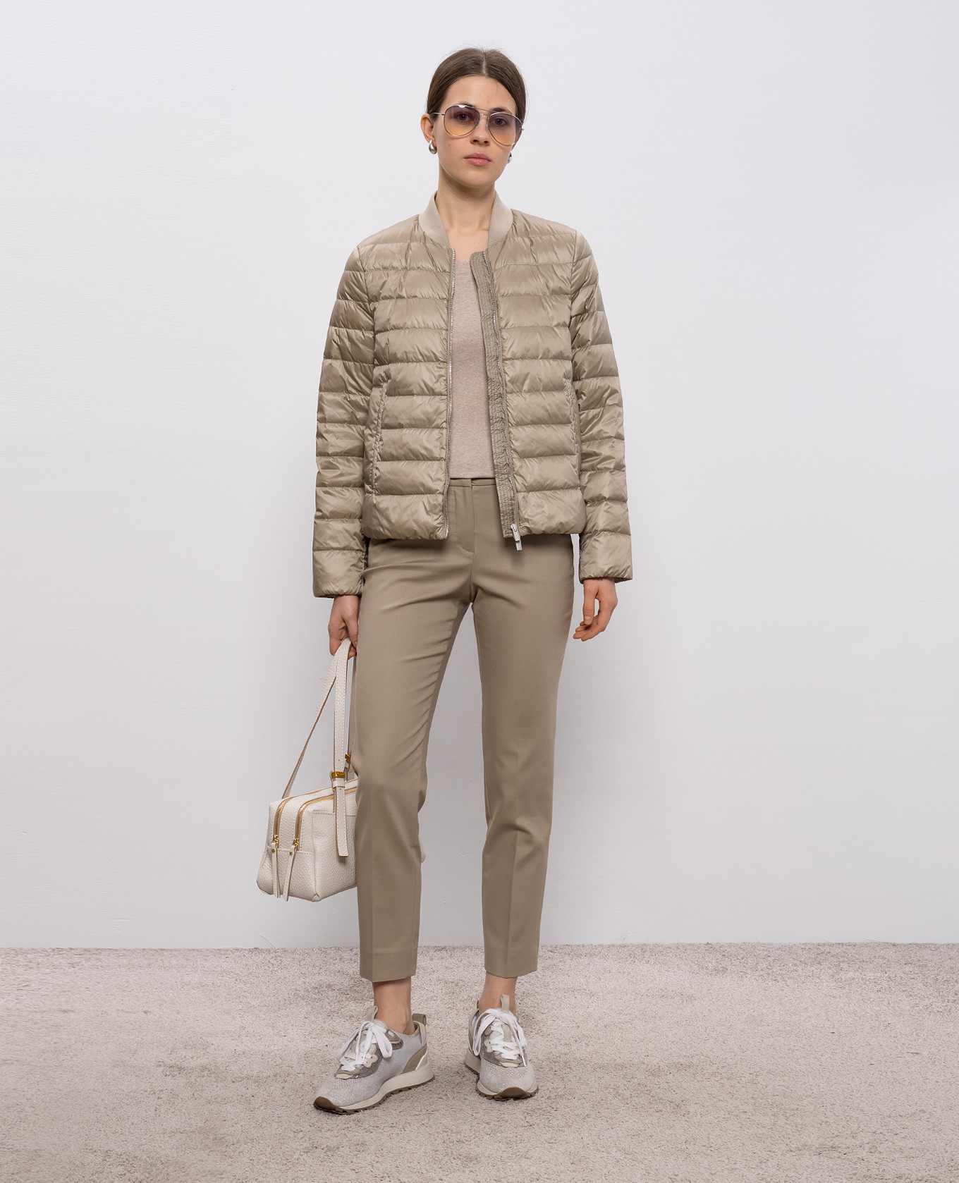 

Khaki down jacket with chain Peserico
