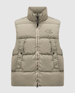 C.P. Company Khaki down vest with logo MVE149A005904G
