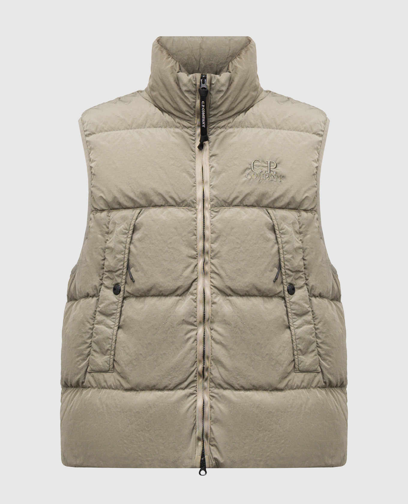 

Khaki down vest with logo C.P. Company