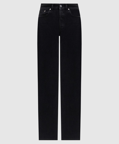 Black jeans with logo patch