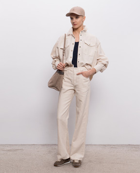 Brunello Cucinelli Beige denim shirt with linen ML996NC206
