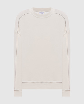 Brunello Cucinelli Ivory sweatshirt with monil chain MN05NB2R00