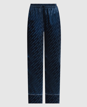 Off-White Blue pajama-style pants with logo pattern 2CA18ZF25FAB001