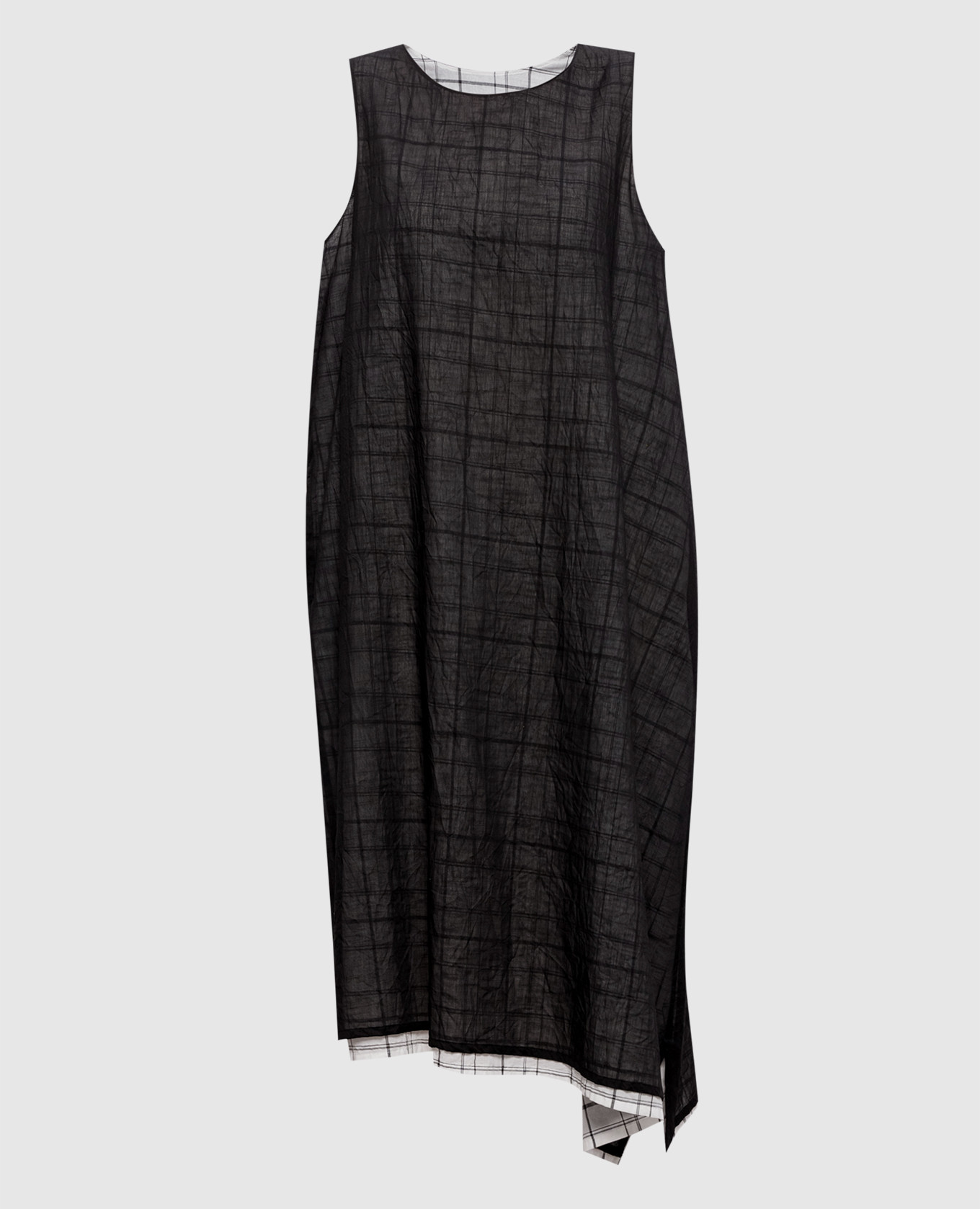 

Black dress with double-layered linen Y` Yamamoto