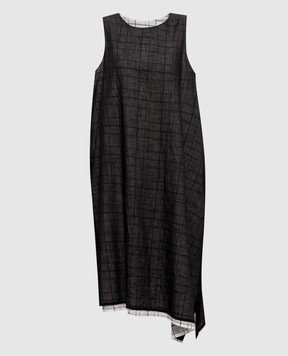Y`S Yamamoto Black dress with double-layered linen YKD16800