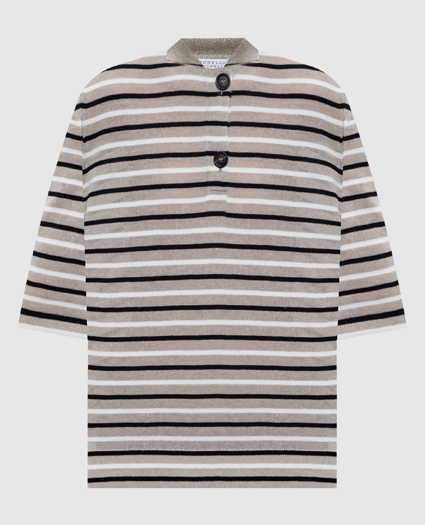 

Beige polo with linen Brunello Cucinelli