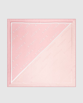 Givenchy Pink silk scarf with logo print 710011159002