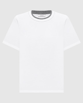 Peserico White T-shirt with a monil chain A06864J000079