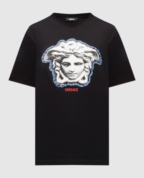 Versace Black T-shirt with logo print 10133021A16753