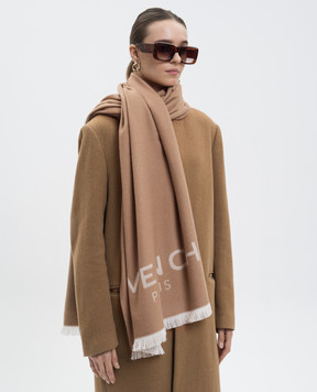 Givenchy Brown wool and cashmere stole with logo 710010177001