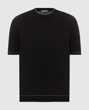 Bertolo Cashmere Black T-shirt with contrast trim 902204002056