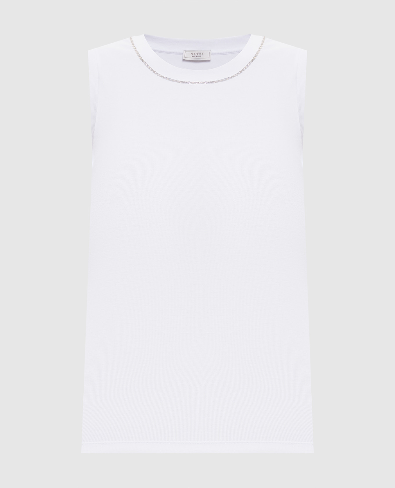 White ribbed top with chain