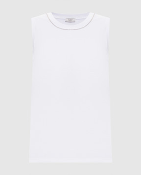 Peserico White ribbed top with chain S08700J005669