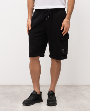 C.P. Company Black shorts with logo MSB741A110044G