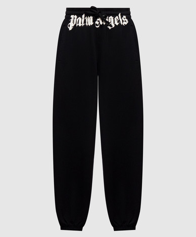 Black sweatpants with logo print
