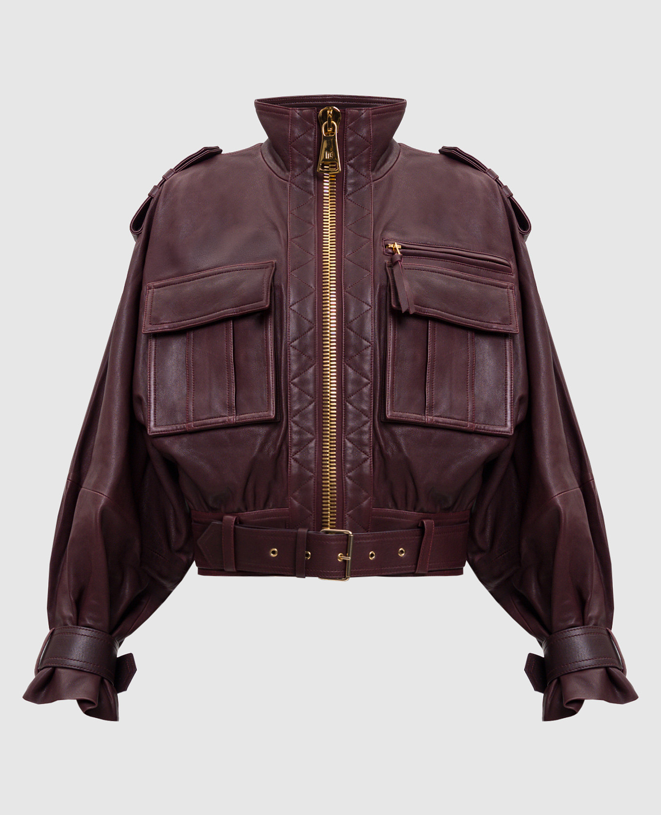 

Burgundy leather jacket Balmain