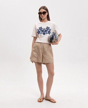 Max Mara Weekend Beige T-shirt WKDSABATO with floral embroidery WKDSABATO