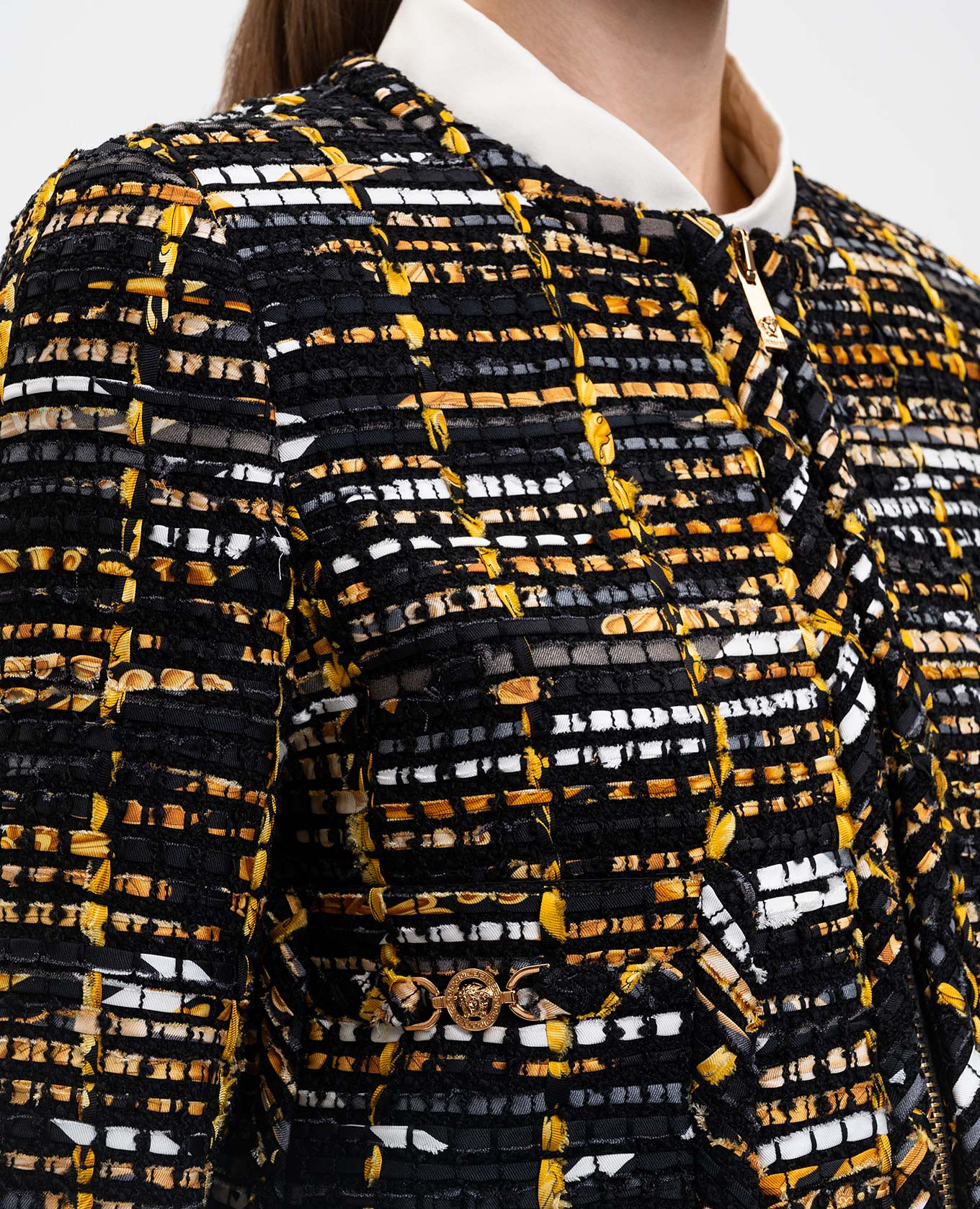 Black tweed jacket with wool Versace 5