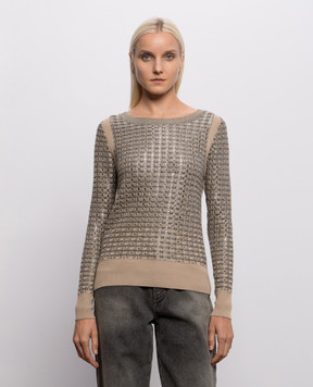Ermanno Scervino Beige wool sweater with crystals D495M329CTEJY