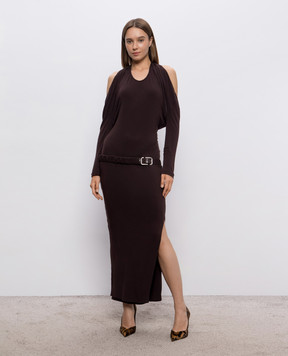 The Attico Brown midi dress with open back 261WCW00309VVV115AA