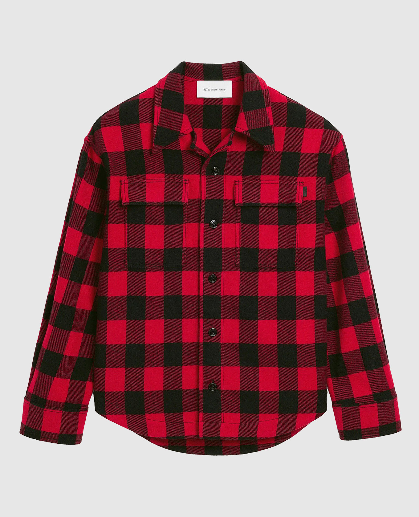 Red wool check shirt