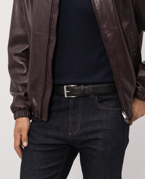 Canali Black leather belt KA0002550C
