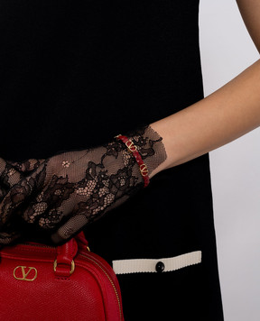 Valentino Burgundy leather braided bracelet VLogo 8W2J0X71PRH