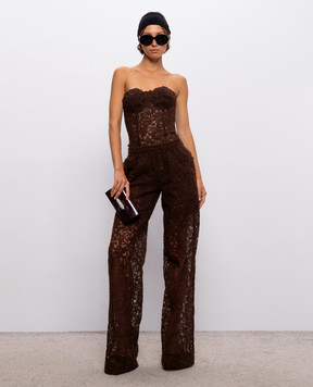 Ermanno Scervino Brown lace pants D492P359EXQ
