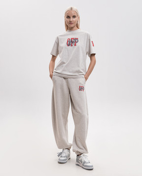 Off-White Beige melange t-shirt with logo print 2FA00587T