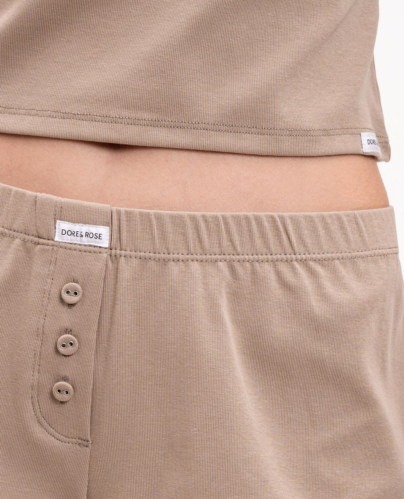 

Khaki Henley Pajamas Dore & Rose