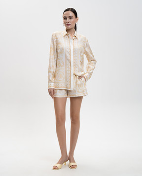 Versace White silk blouse with Barocco Jacquard print 10013601A15215
