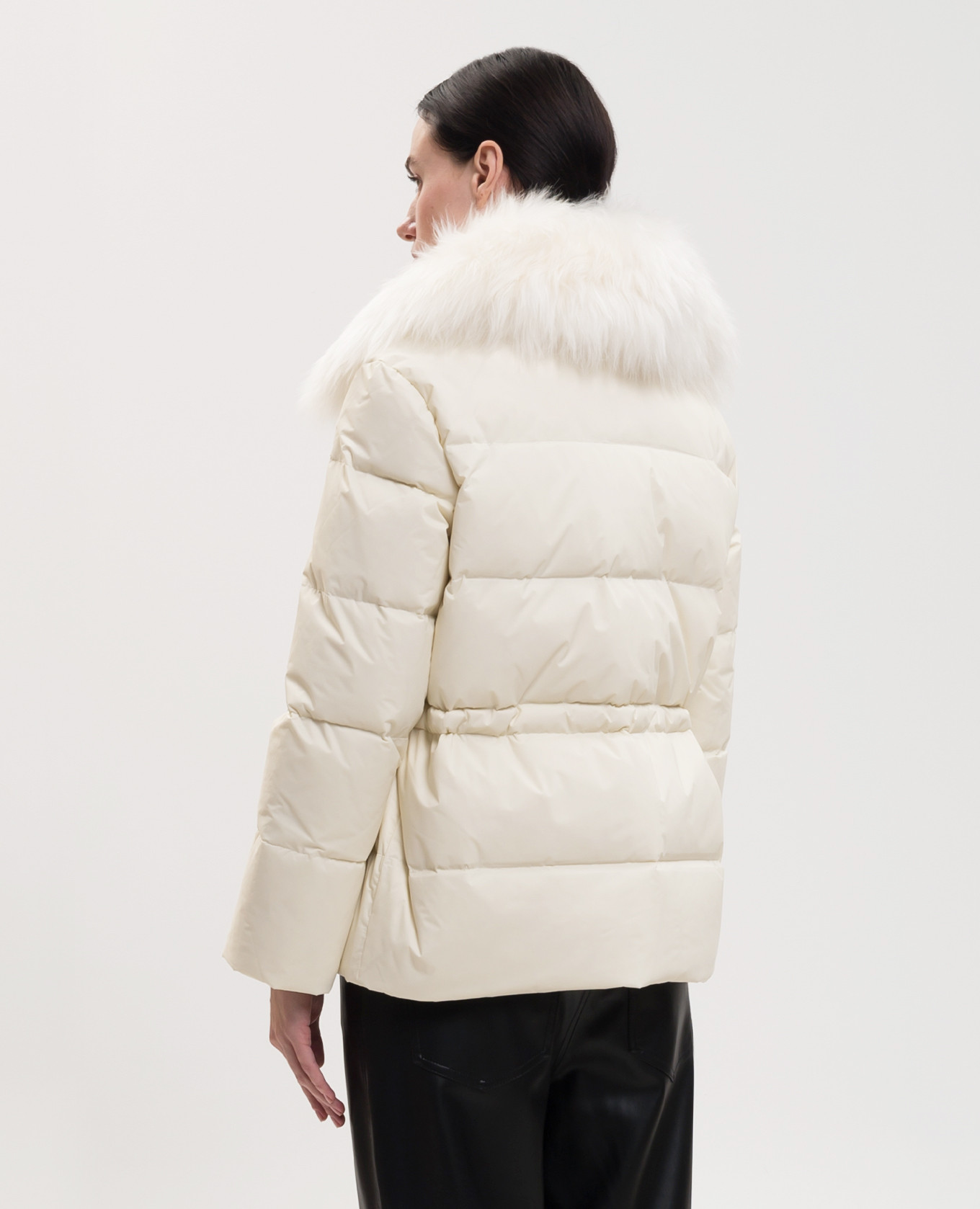 Ivory down jacket with fur Yves Salomon Army 4