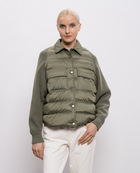 Brunello Cucinelli Khaki combination jacket with monil chain MD5987696