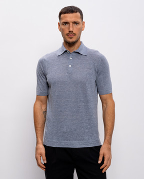 Brunello Cucinelli Blue polo with linen M2L00315