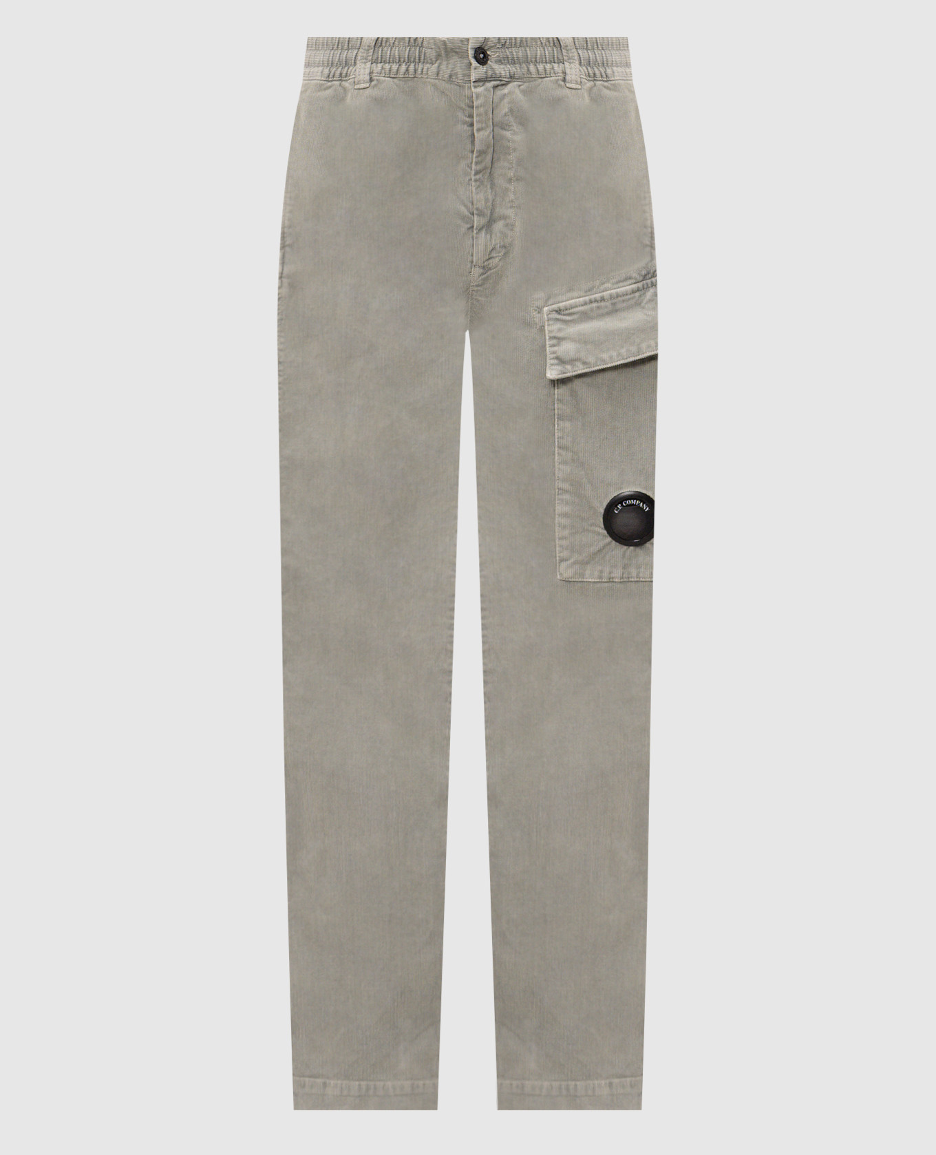 Graue Cordhose mit Logoaufnäher