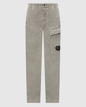 C.P. Company Grey corduroy pants with logo patch MPA108A006410O