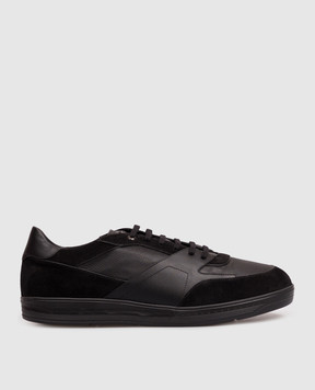 Stefano Ricci Black leather sneakers with monogram UG34G6706SDPMRW