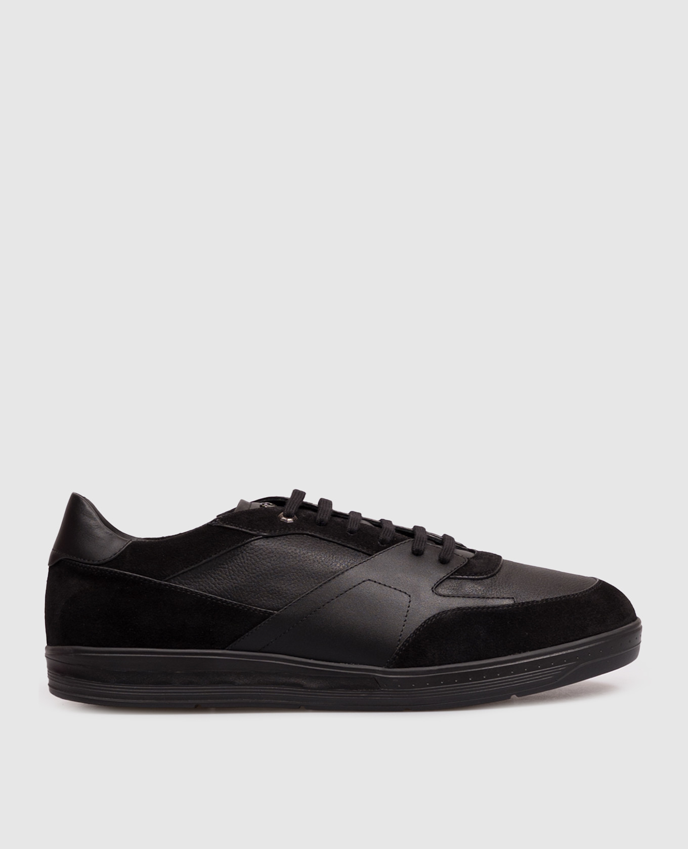 Black leather sneakers with monogram