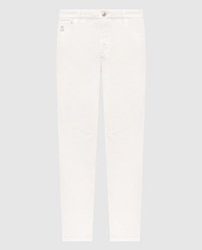 Brunello Cucinelli Ivory jeans with logo patch M277PX1290