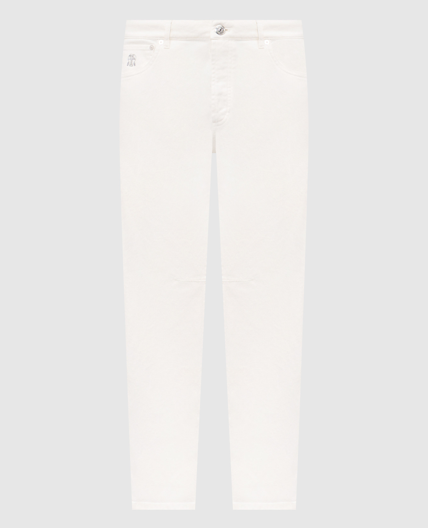 Ivory jeans with logo patch