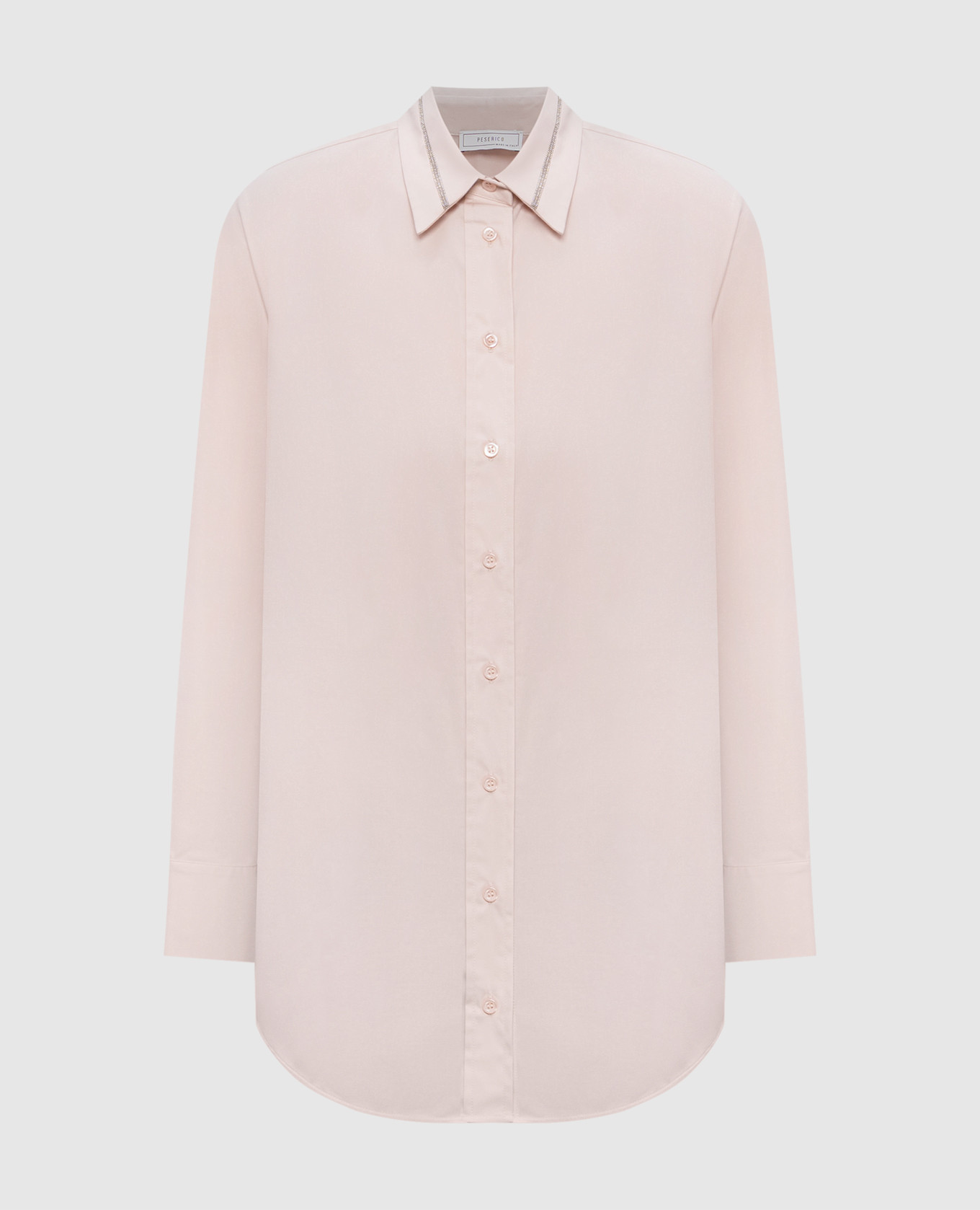 Pink shirt with monil chain