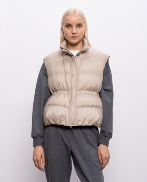 Brunello Cucinelli Beige down vest with monil chain MD5987612P